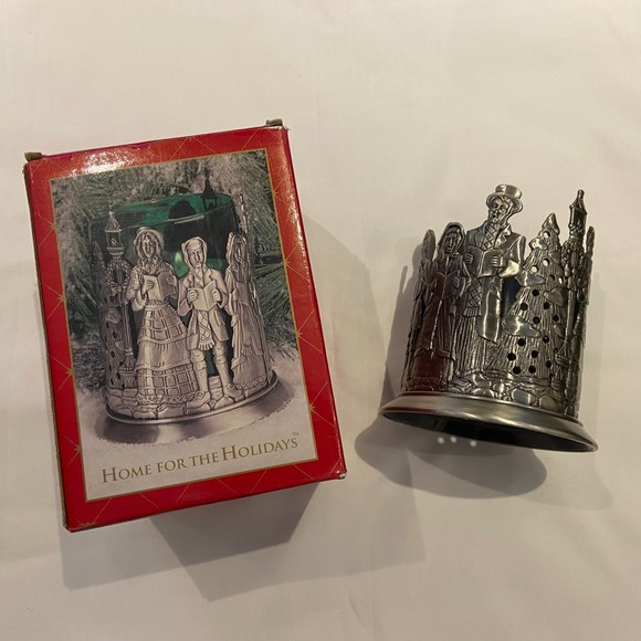 Vintage 1995 Home for the Holidays Christmas Pewter Candle Holder Original Box - Picture 4 of 11